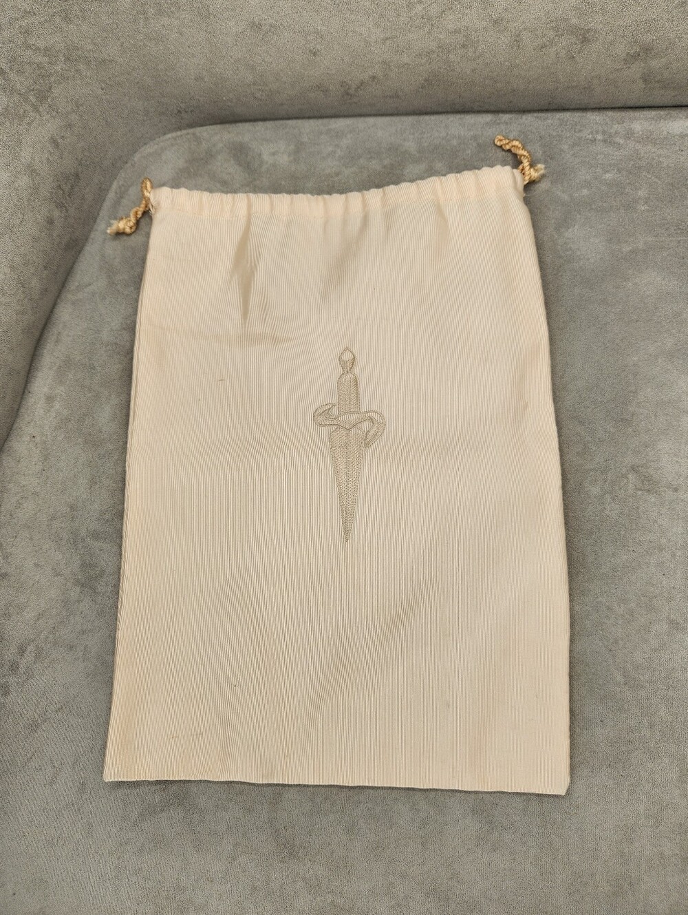Cesare Paciotti Dust Bag Shoes Cream Ribbed Satin Logo Sword Discontinued Luxury